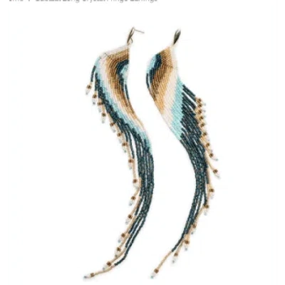 Azuni London Quetzal Long Crystal Fringe Earrings In Gold