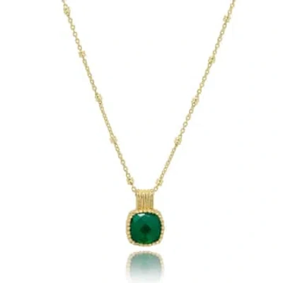 Azuni London | Tetra Square Gemstone Pendant | Gold And Green Onyx