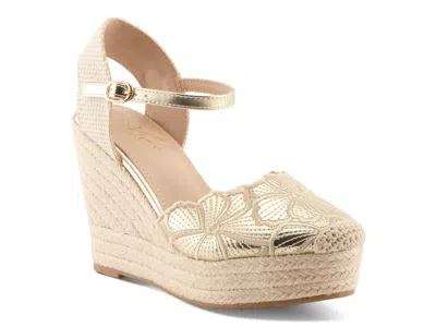 Azura Amelia Espadrille Wedge Sandal In Gold