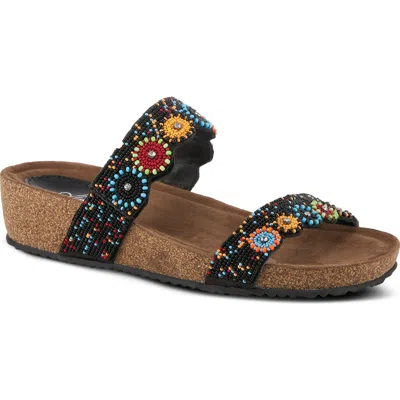 Azura By Spring Step Bahama Embellished Slide Sandal In Black Multi