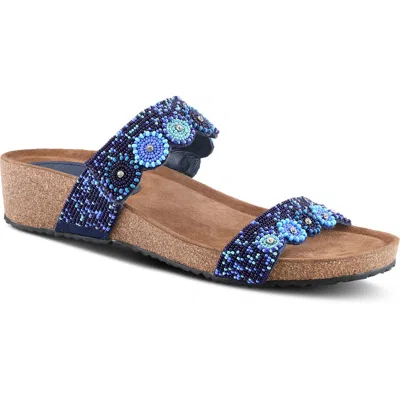 Azura By Spring Step Bahama Embellished Slide Sandal In Navy Multi