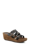 Azura By Spring Step Claretha Wedge Slide Sandal In Black Multi