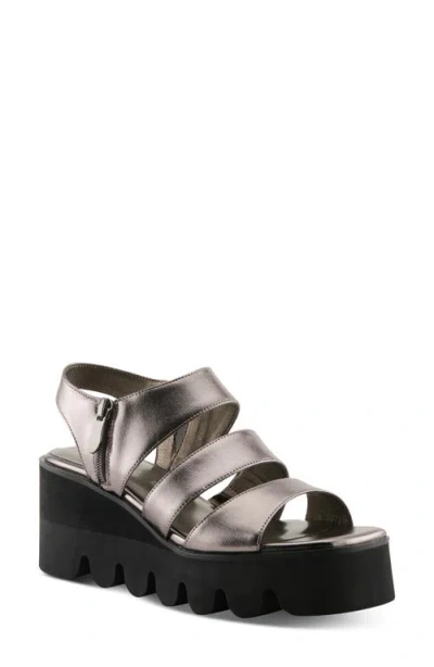 Azura By Spring Step Corrigate Platform Wedge Sandal In Gray