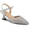 Azura By Spring Step Delicate Ankle Strap Pointed Toe Pump In Silver