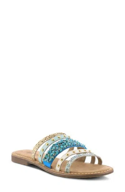 Azura By Spring Step Mineral Slide Sandal In Turquoise Multi