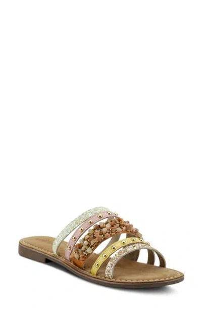Azura By Spring Step Mineral Slide Sandal In Yellow Multi