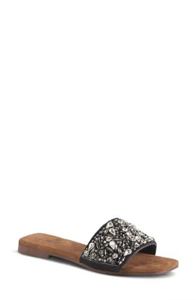 Azura By Spring Step Sizzling Rhinestone Embellished Slide Sandal In Black Multi