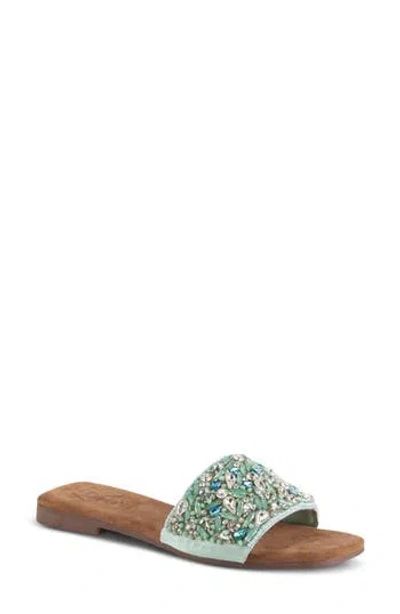 Azura By Spring Step Sizzling Rhinestone Embellished Slide Sandal In Mint Green Multi