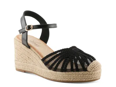 Azura Espalli Espadrille Wedge Sandal In Black