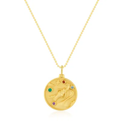 Azura Jewelry New York Women's Aquarius Zodiac Mantra Necklace Yellow Gold Vermeil