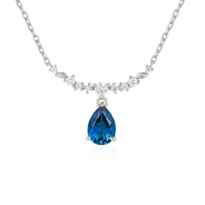 Azura Jewelry New York Women's Blue / Silver Breezy Whisper London Blue Topaz Necklace White Gold Vermeil