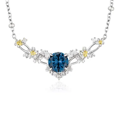 Azura Jewelry New York Women's Blue / Silver Faerie Cove London Blue Topaz Necklace White Gold Vermeil In Multi