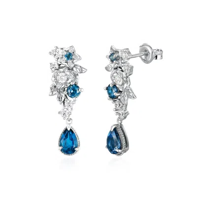 Azura Jewelry New York Women's Blue / Silver Midnight Veil London Blue Topaz Earrings White Gold Vermeil In Multi