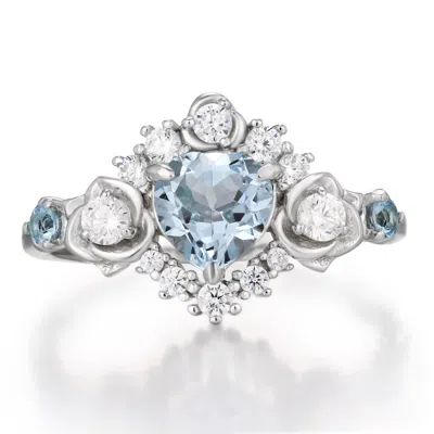 Azura Jewelry New York Women's Blue / Silver Oceana Blue Topaz Ring White Gold Vermeil In Multi
