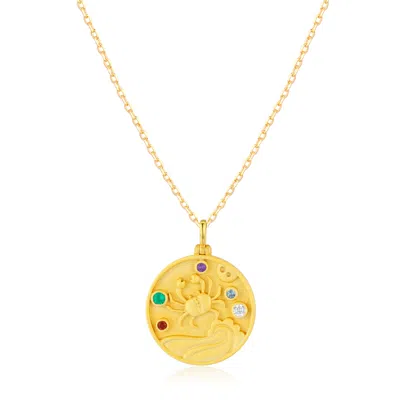 Azura Jewelry New York Women's Cancer Zodiac Mantra Necklace Yellow Gold Vermeil