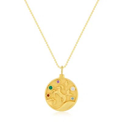 Azura Jewelry New York Women's Capricorn Zodiac Mantra Necklace Yellow Gold Vermeil