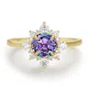 Azura Jewelry New York Women's Desert Blossom Alexandrite Ring Solid Yellow Gold In Gold