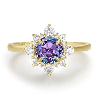 Azura Jewelry New York Women's Desert Blossom Alexandrite Ring Solid Yellow Gold