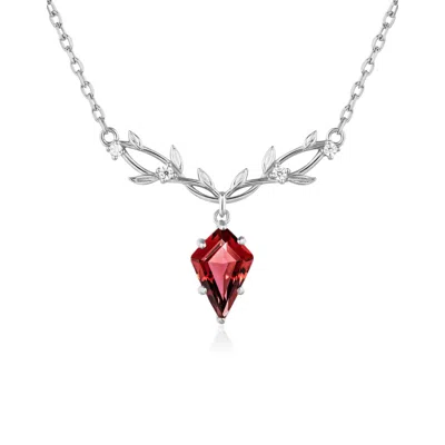 Azura Jewelry New York Women's Elven Entwine Mozambique Red Garnet Necklace White Gold Vermeil