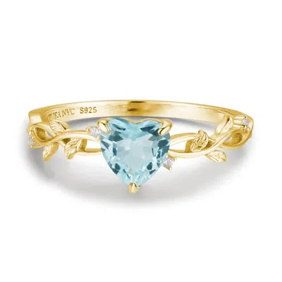 Azura Jewelry New York Women's Everlasting Heart Sky Blue Topaz Ring Yellow Gold Vermeil©