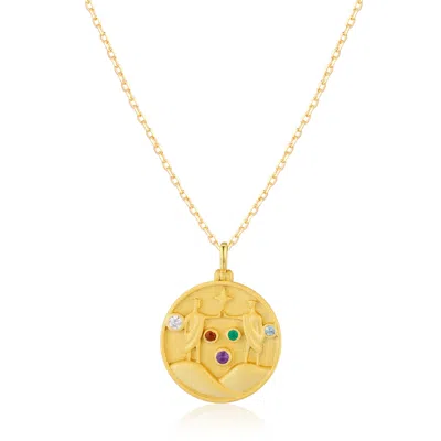 Azura Jewelry New York Women's Gemini Zodiac Mantra Necklace Yellow Gold Vermeil