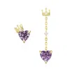Azura Jewelry New York Women's Gold / Pink / Purple Heart Of The Realm Amethyst Earrings Yellow Gold Vermeil