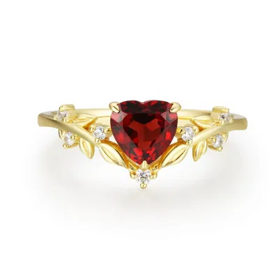 Azura Jewelry New York Women's Heart Desire Mozambique Red Garnet Yellow Gold Vermeil©