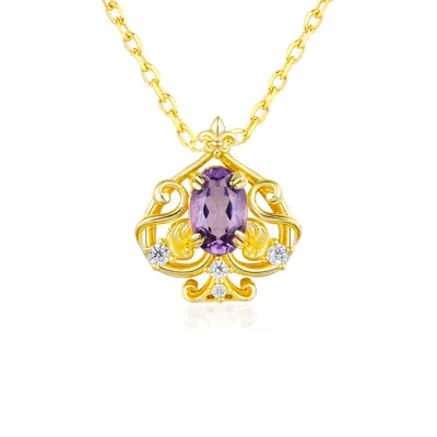 Azura Jewelry New York Women's Leafy Spade Amethyst Necklace Yellow Gold Vermeil