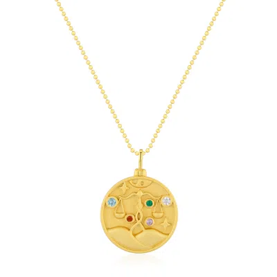 Azura Jewelry New York Women's Libra Zodiac Mantra Necklace Yellow Gold Vermeil