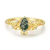 Azura Jewelry New York Women's Lotus Moss Agate Ring Solid Yellow Gold© In Gold