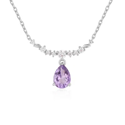 Azura Jewelry New York Women's Pink / Purple / Silver Breezy Whisper Amethyst Necklace White Gold Vermeil