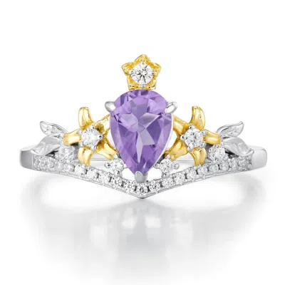 Azura Jewelry New York Women's Pink / Purple / Silver Juniper Dream Amethyst Ring White Gold Vermeil In Multi