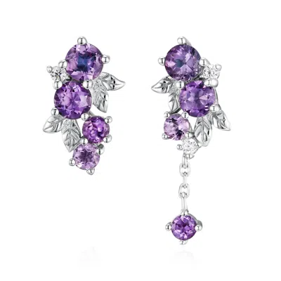 Azura Jewelry New York Women's Pink / Purple / Silver Violet Grapevine Amethyst Earrings White Gold Vermeil In Multi