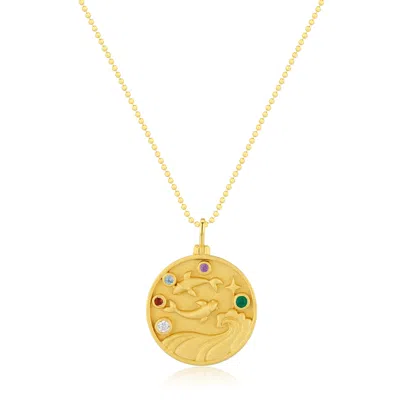 Azura Jewelry New York Women's Pisces Zodiac Mantra Necklace Yellow Gold Vermeil
