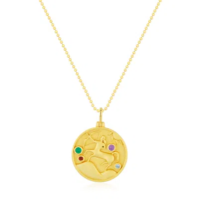 Azura Jewelry New York Women's Sagittarius Zodiac Mantra Necklace Yellow Gold Vermeil