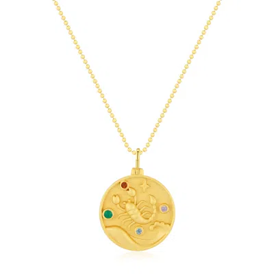 Azura Jewelry New York Women's Scorpio Zodiac Mantra Necklace Yellow Gold Vermeil