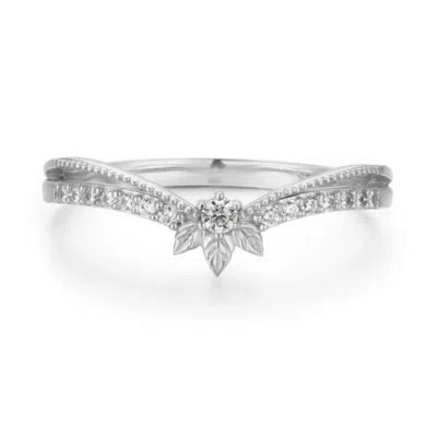 Azura Jewelry New York Women's Silver Abloom Stacking Band Solid White Gold