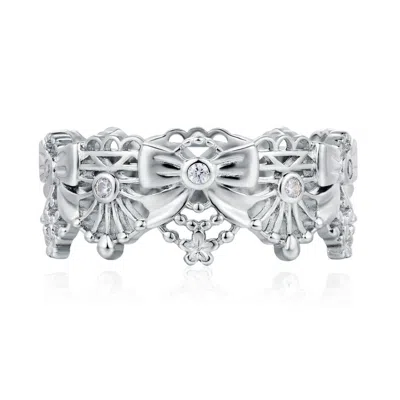 Azura Jewelry New York Women's Silver Aurora Bow Ring White Gold Vermeil