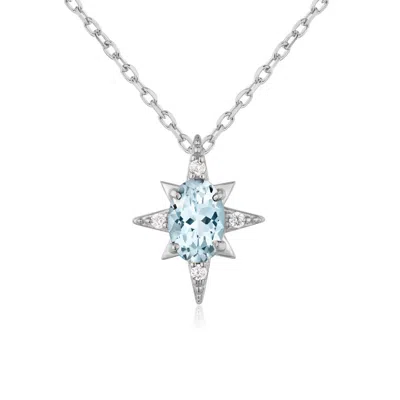 Azura Jewelry New York Women's Silver / Blue Ocean Star Sky Blue Topaz Necklace White Gold Vermeil