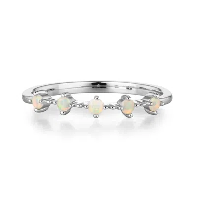 Azura Jewelry New York Women's Silver Celestial Opal Ring White Gold Vermeil