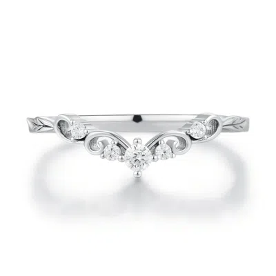 Azura Jewelry New York Women's Silver Crest Band White Gold Vermeil