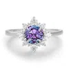 Azura Jewelry New York Women's Silver Desert Blossom Alexandrite Ring Solid White Gold In Silver