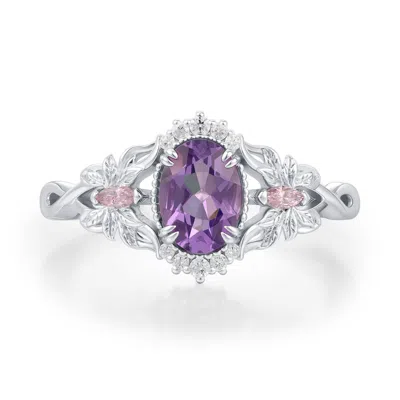 Azura Jewelry New York Women's Silver Elaria Amethyst Ring - The Emberwing Tale White Gold Vermeil