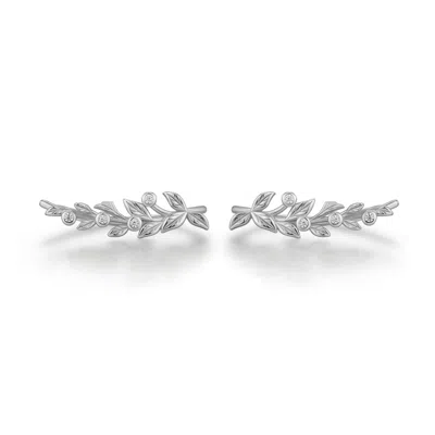 Azura Jewelry New York Women's Silver Elowen Ear Climber White Gold Vermeil