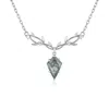 Azura Jewelry New York Women's Silver Elven Entwine Moss Agate Necklace White Gold Vermeil