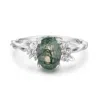 Azura Jewelry New York Women's Silver Enchanted Garden Moss Agate Ring Solid White Gold© In Silver