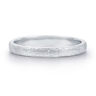 Azura Jewelry New York Women's Silver Everwood Carved Band White Gold Vermeil - Female