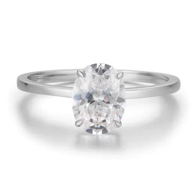 Azura Jewelry New York Women's Silver Hidden Ruby Heart Oval Moissanite Solid White Gold Ring