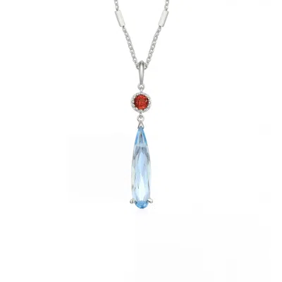 Azura Jewelry New York Women's Silver Howl's Moving Castle Necklace White Gold Vermeil In Blue