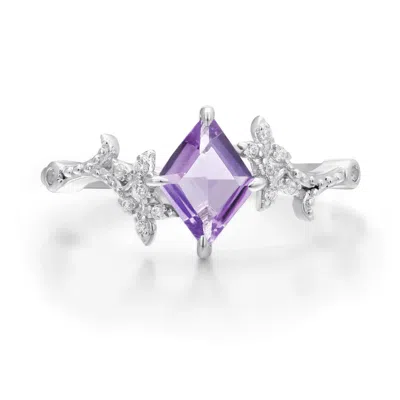 Azura Jewelry New York Women's Silver Lavendara Amethyst Ring White Gold Vermeil